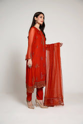 3 Piece Chiffon Embroidered Suit (AA5417)
